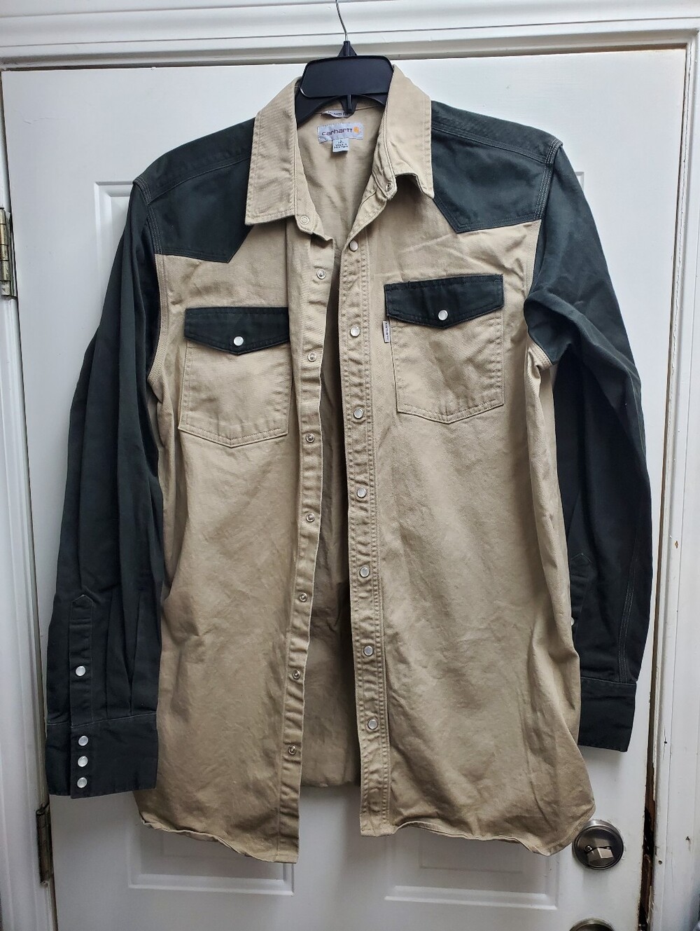 Carhartt Western Cowboy LOT Shirts Mens 8 LT Pearl Snap Cotton Canvas Denim EUC
